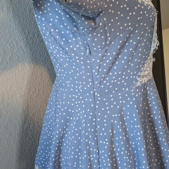 Blue and White Ruffle Maxi Dress - Picture 5 of 6